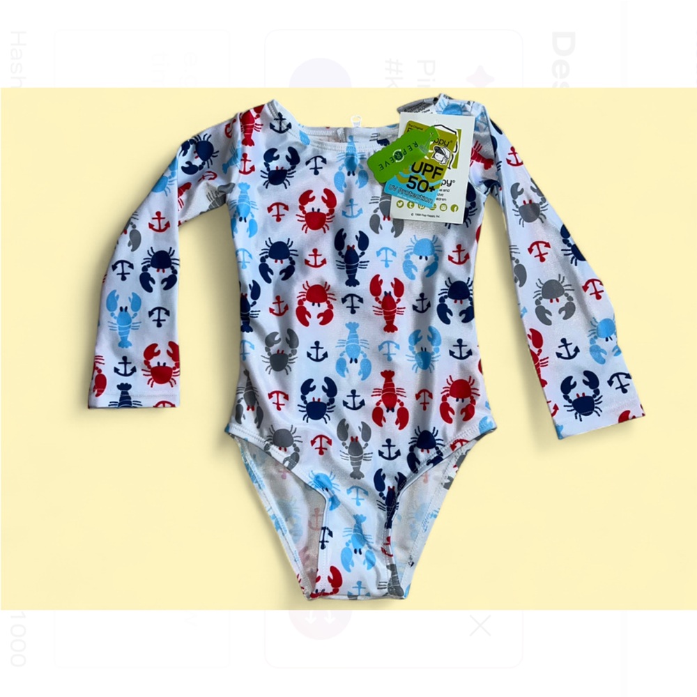 Flap Happy Kids UV 50 NWT Long Sleeve One Piece Swimsuit Size 2